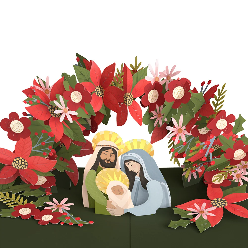 Lovepop A Child Is Born Christmas Pop-Up Card and Poinsettia Merry & Plentiful Sentiment Set - Image 3