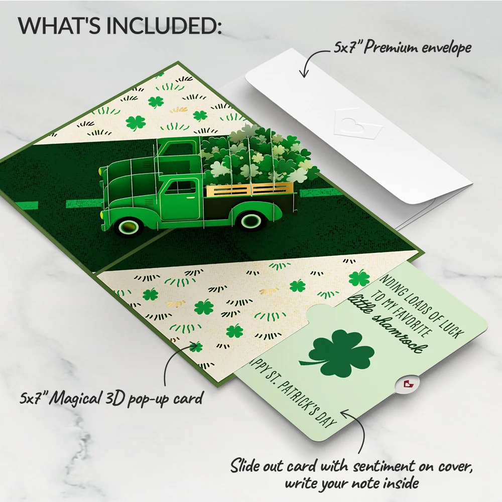 Lovepop Truckloads of Luck St. Patrick’s Day Pop-Up Card and Sentiment Set for Kid - Image 2