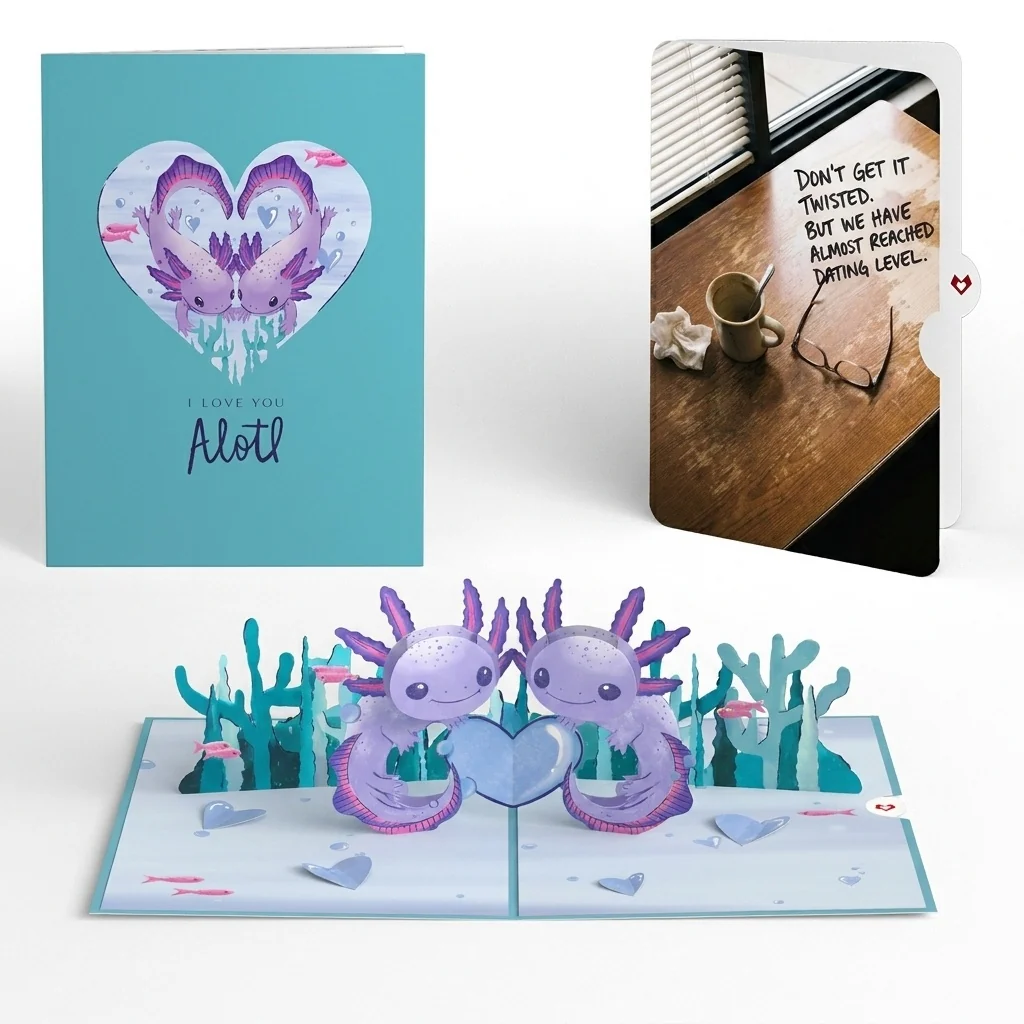 Lovepop Love You A-Lotl Pop-Up Card and Dating Level Sentiment Set Coffee