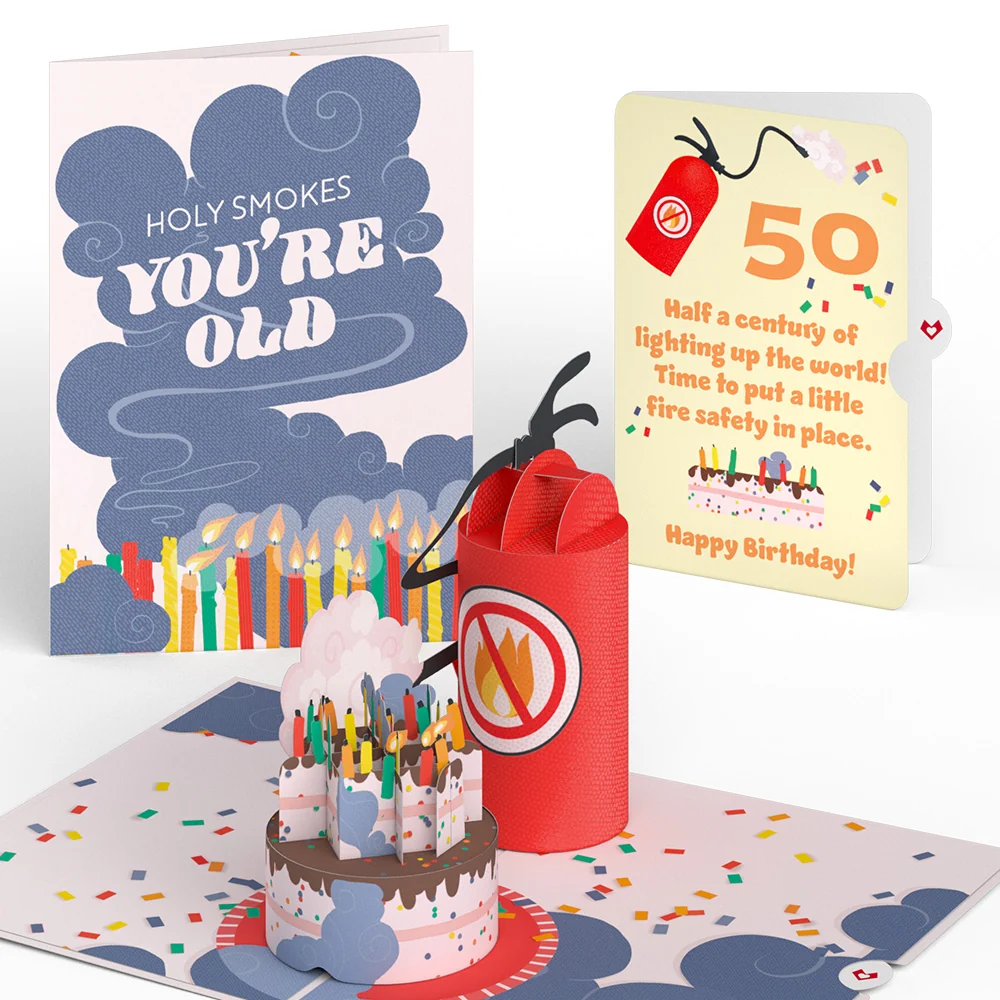 Lovepop Holy Smokes You're Old 50th Birthday Pop-Up Card and Sentiment Set Candle