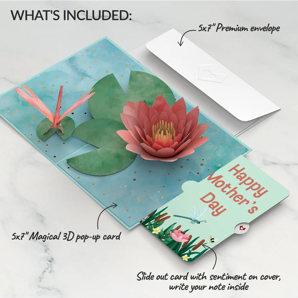 Lovepop Water Lily Dragonfly Mother’s Day Pop-Up Card and Sentiment Set — SKU SB-41A7AF-09578D5A5A76DB - Image 2