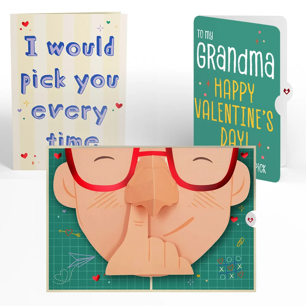 Lovepop Pick You Every Time Valentine Pop-Up Card and Sentiment Set for Grandma Glass