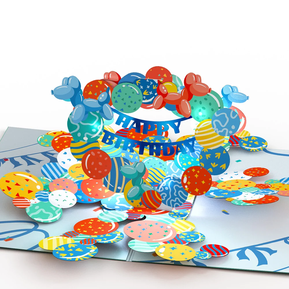 Lovepop Happy Birthday Balloons Music and Lights Pop-Up Card and Sentiment Set for Co-Worker - Image 3