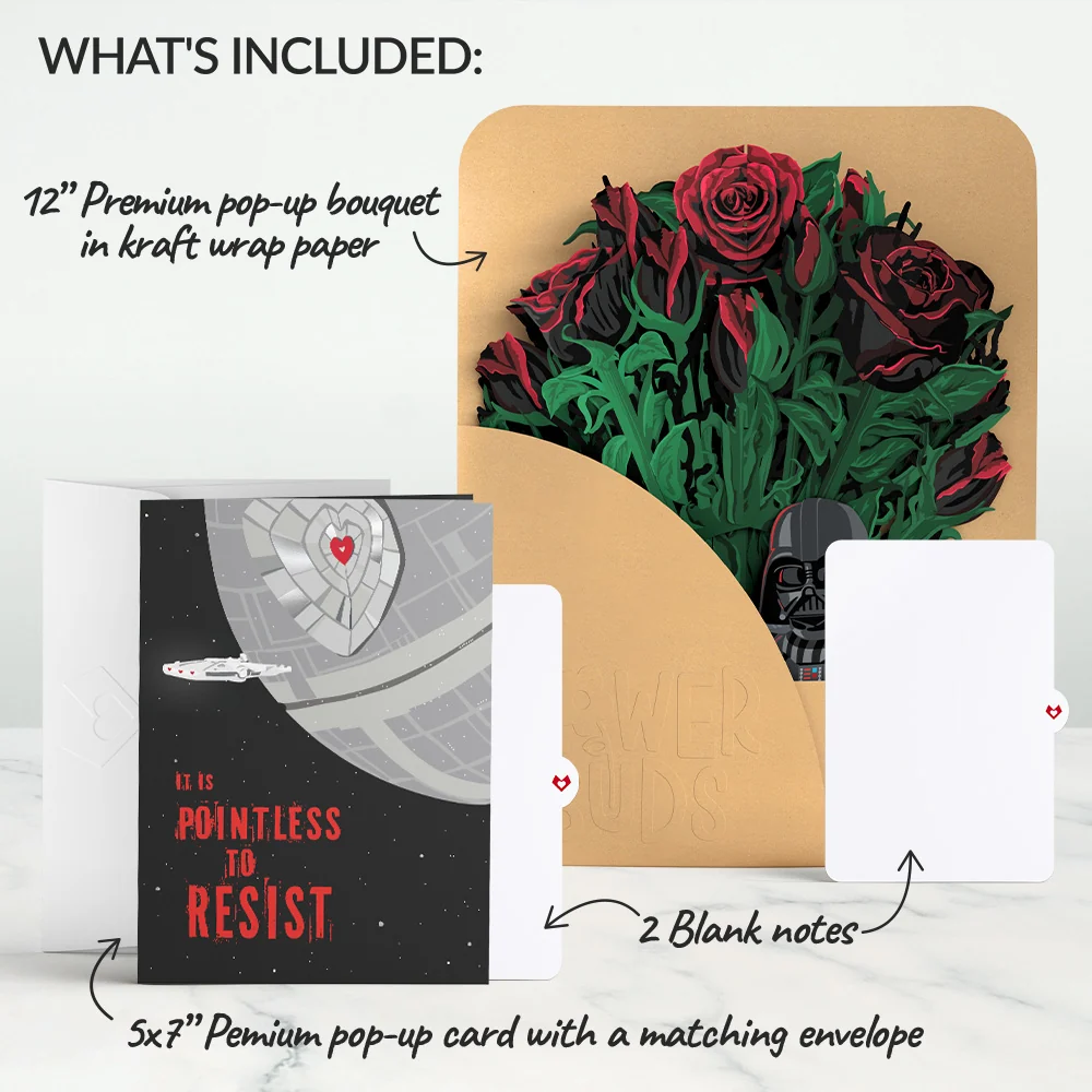 Lovepop Star Wars Darth Vader Be Mine Pop-Up Card & Flower Buds Bouquet Bundle - Image 2