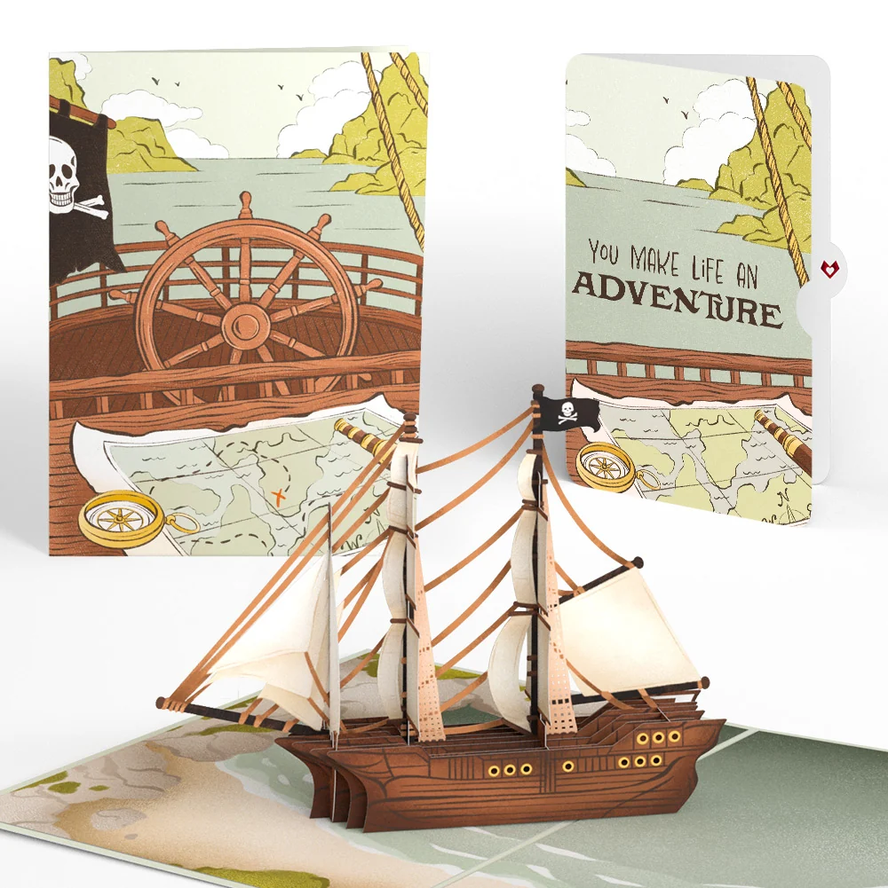 Lovepop Pirate Ship Love Pop-Up Card and Sentiment Set Cream