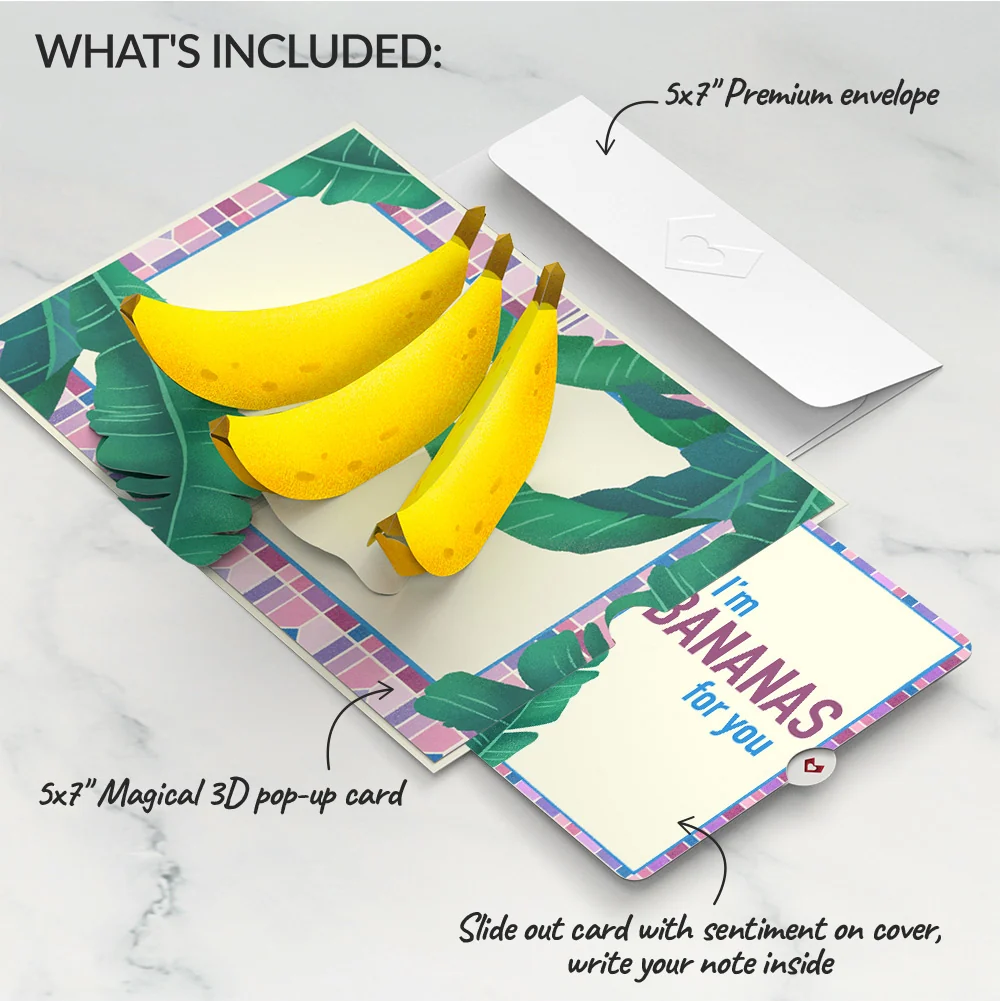 Lovepop Tropical Bananas Love Pop-Up Card and Sentiment Set Cream - Image 2