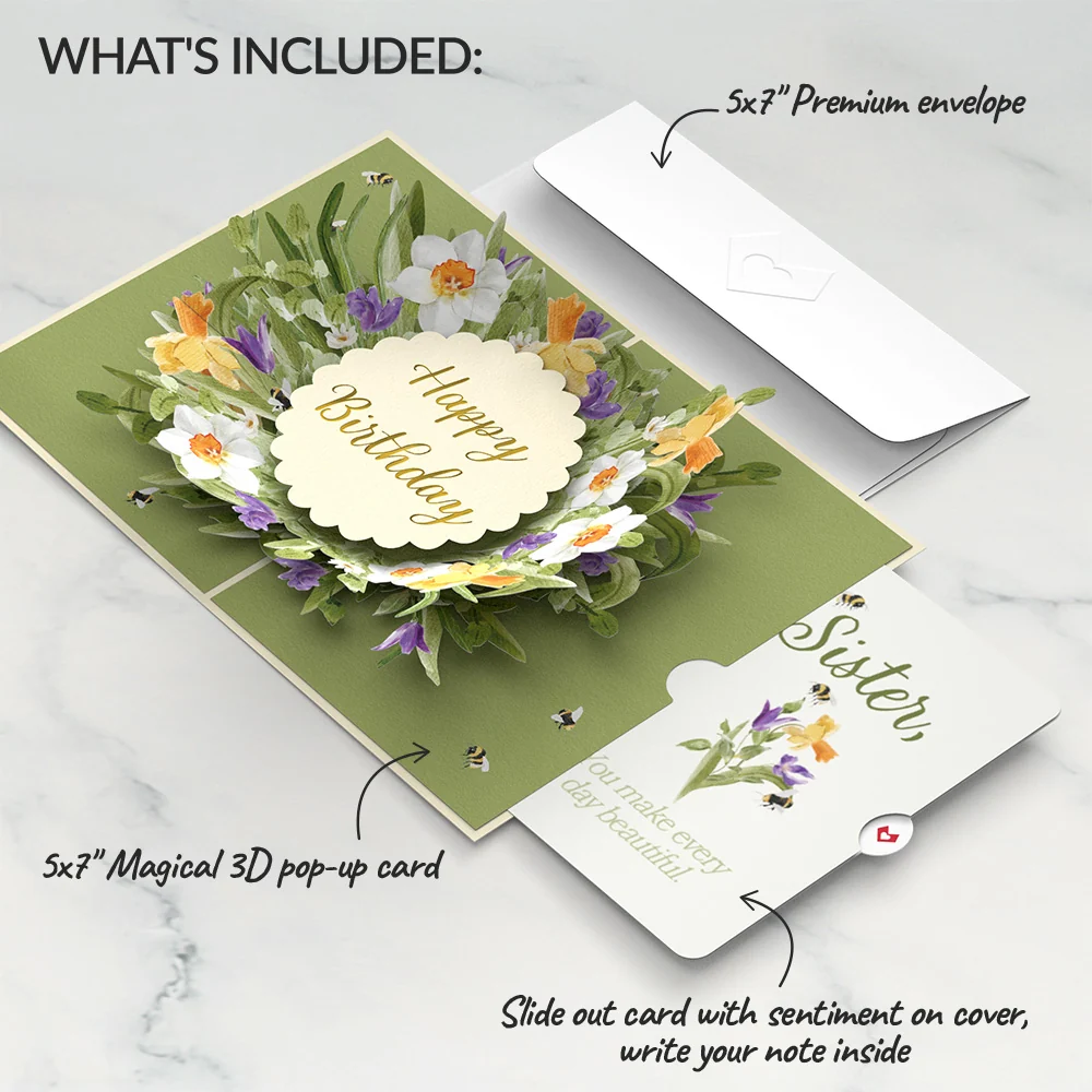 Lovepop Bloom Birthday Pop-Up Card and Sentiment Set for Sister - Image 2