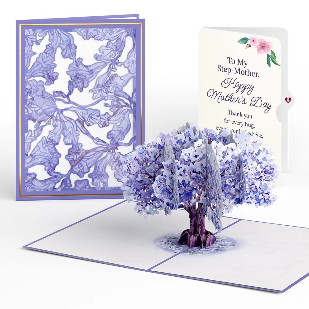 Lovepop Watercolor Jacaranda Tree Mother's Day Pop-Up Card and Sentiment Set for Step-Mother