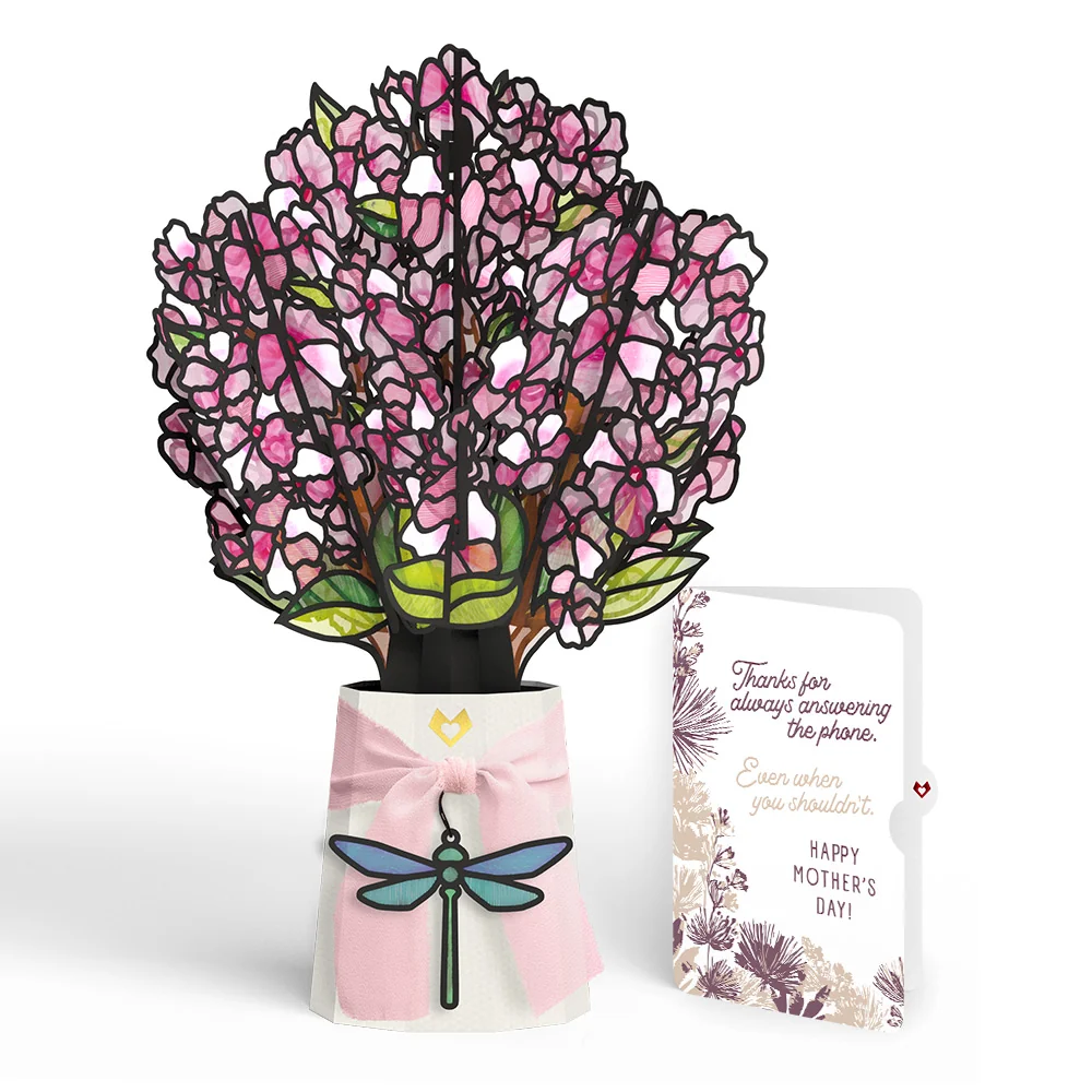 Lovepop Sun-dappled Cherry Blossom Mother’s Day Suncatcher Bouquet and Soft Neutral Bloom Sentiment Set for Mom Glass