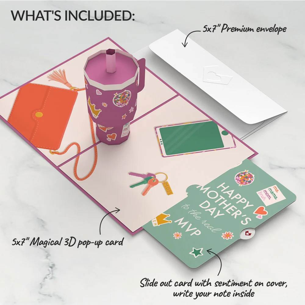 Lovepop Mom Era Tumbler Mother's Day Pop-Up Card and The real MVP Sentiment Set - Image 2