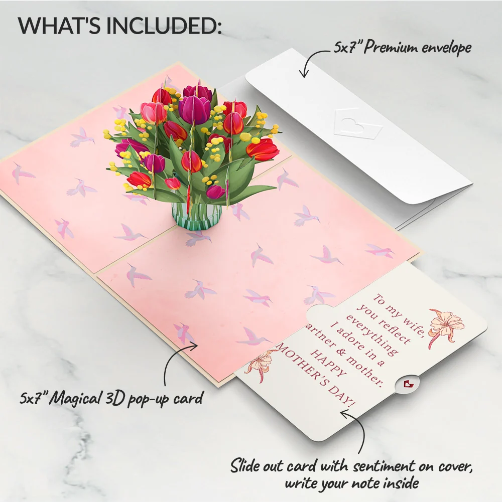 Lovepop Cheerful Tulips Mother's Day Pop-Up Card and Sentiment Set for Wife - Image 2