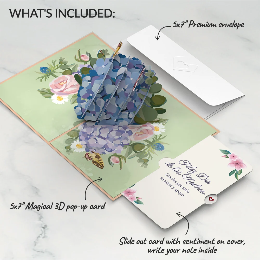 Lovepop Hydrangea Butterflies Mother's Day Pop-Up Card and Sentiment Set for Spanish Mom - Image 2