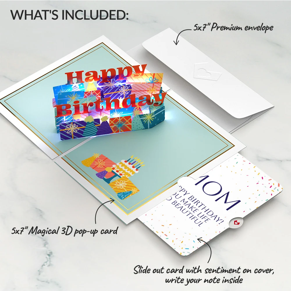 Lovepop Wishing You a Happy Birthday Music and Lights Pop-Up Card and Beautiful Life Sentiment Set for Mom - Image 2