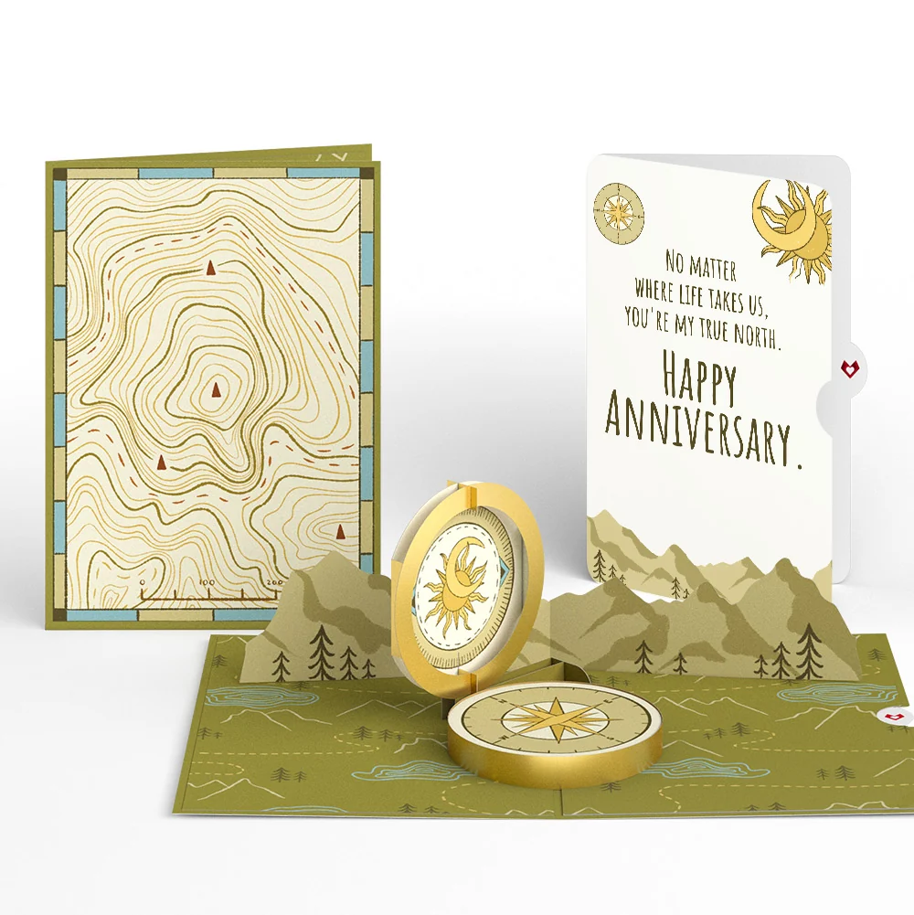 Lovepop Guiding Compass Anniversary Pop-Up Card and Sentiment Set Cream