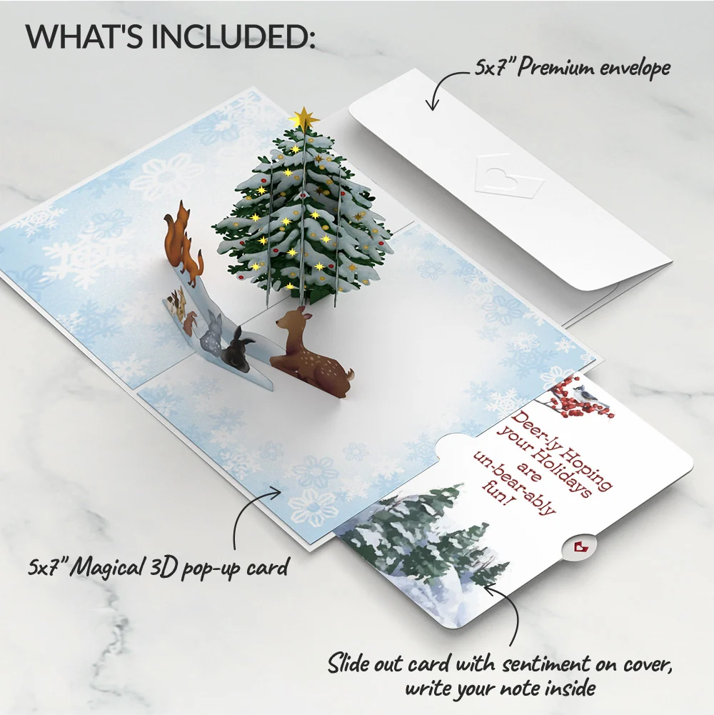 Lovepop Woodland White Christmas Pop-Up Card and Snowy Forest Sentiment Set - Image 2