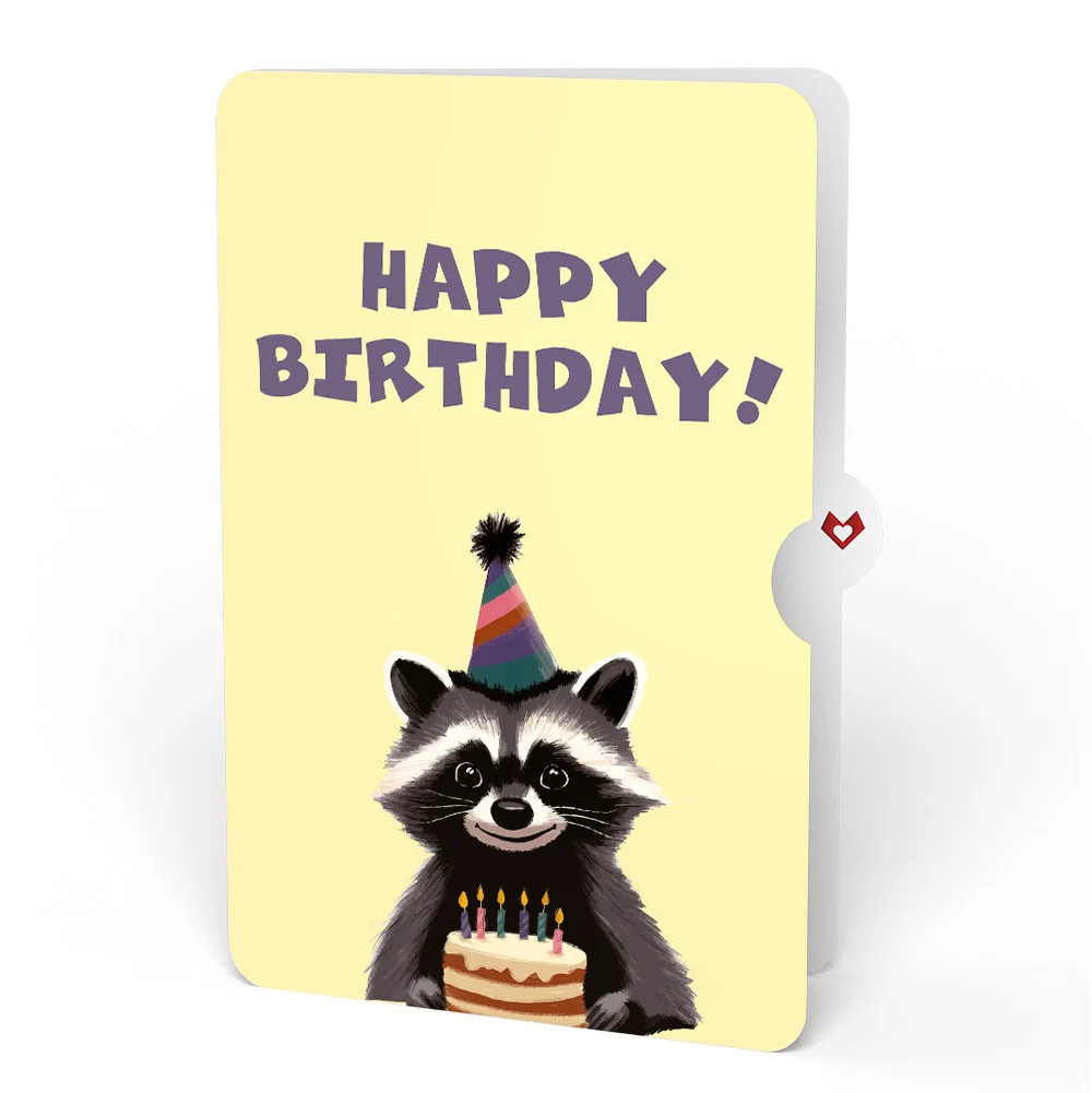 Lovepop Go Feral Raccoon Birthday Pop-Up Card and Sentiment Set Candle - Image 4