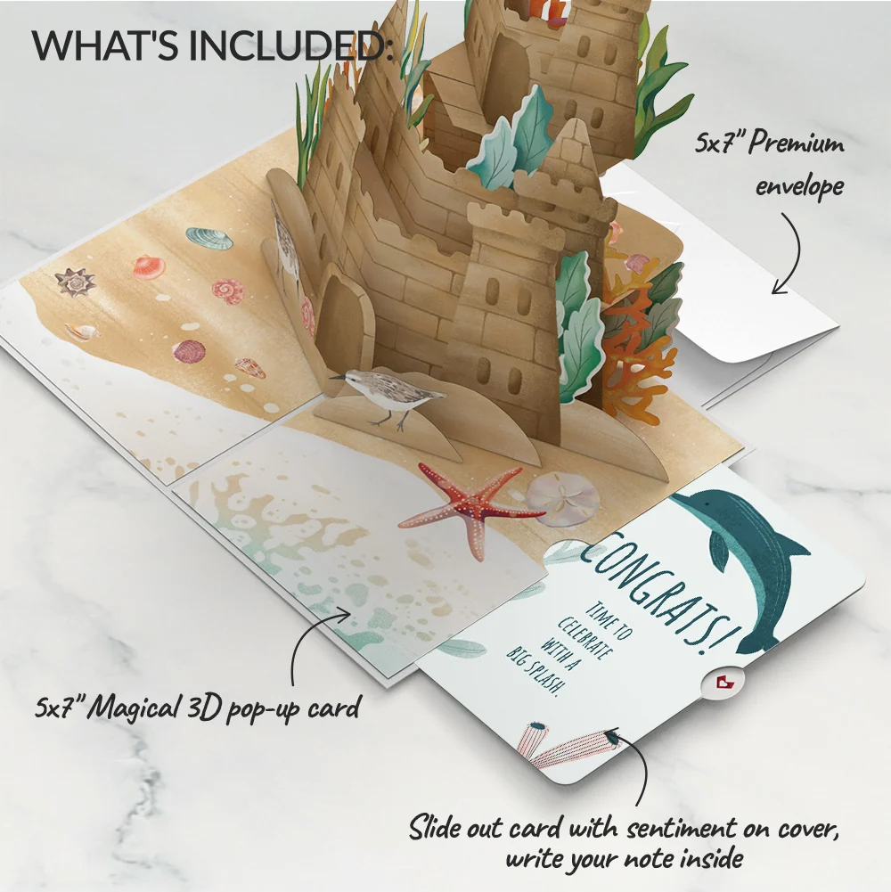 Lovepop Seaside Sandcastle Congratulations Pop-Up Card and Sentiment Set - Image 2