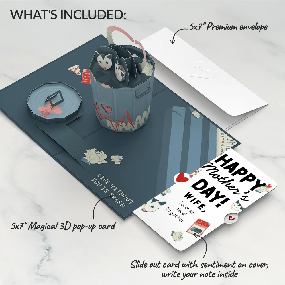 Lovepop Life Without You Is Trash Possums Mother’s Day Pop-Up Card and Sentiment Set for Wife - Image 2