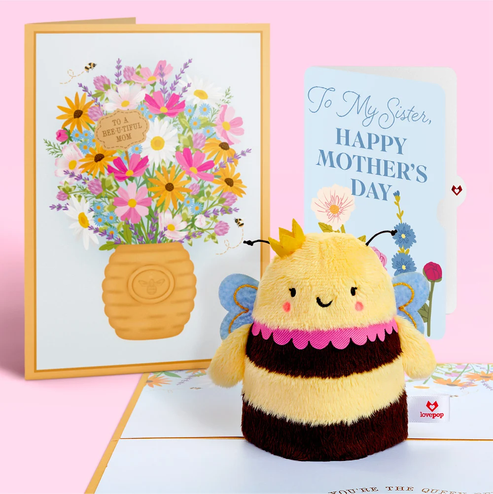 Lovepop Bee-u-tiful Mom' Queen Bee Mother's Day Plushpop Card and Sentiment Set for Sister