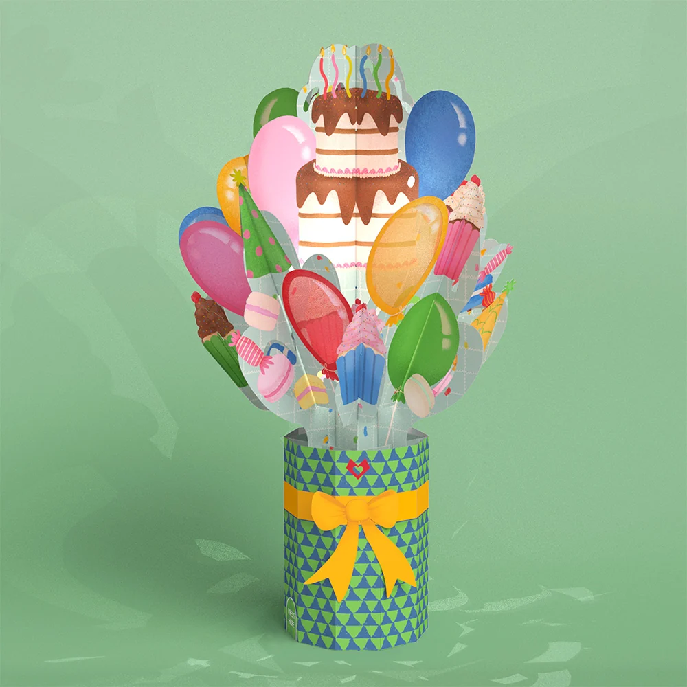 Lovepop Oh Snap, It's Your Birthday Music and Lights Pop-Up Card & Bouquet Bundle - Image 4