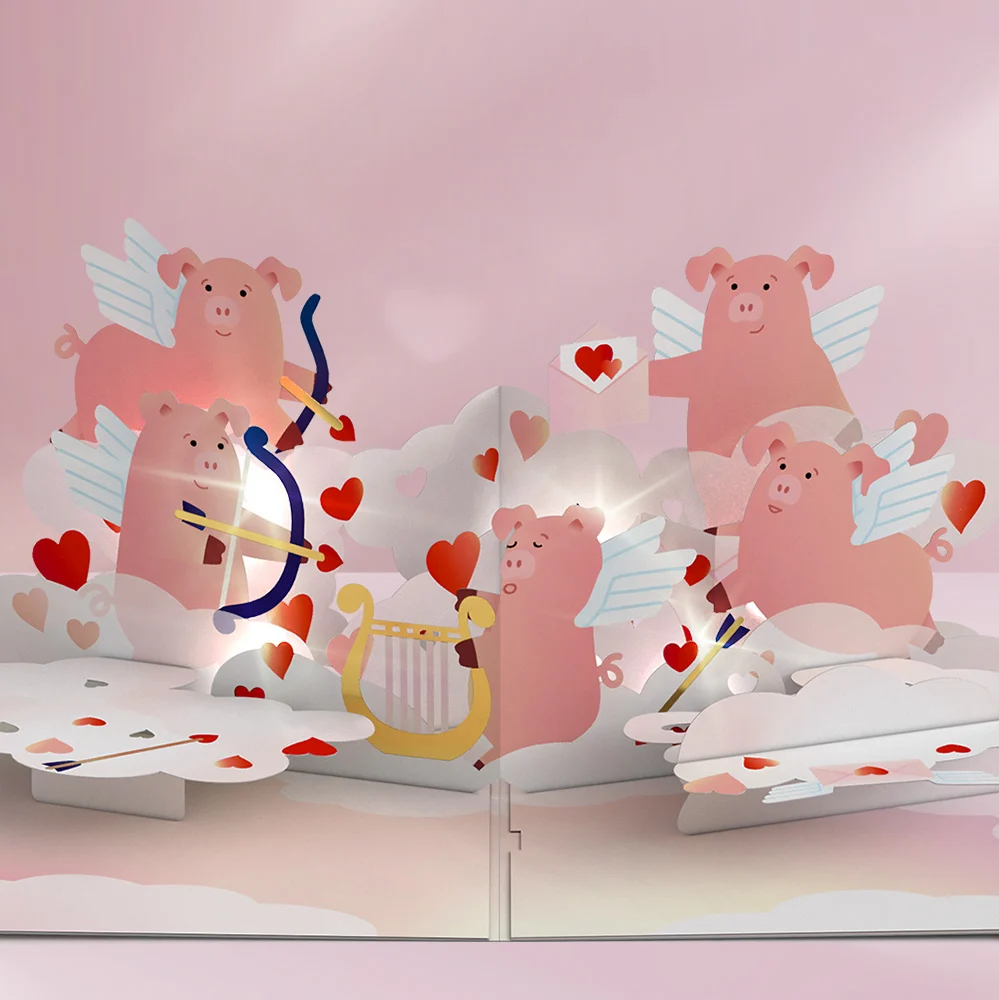 Lovepop Hogs & Kisses Music & Lights Pop-Up Card & Bouquet Bundle - Image 3