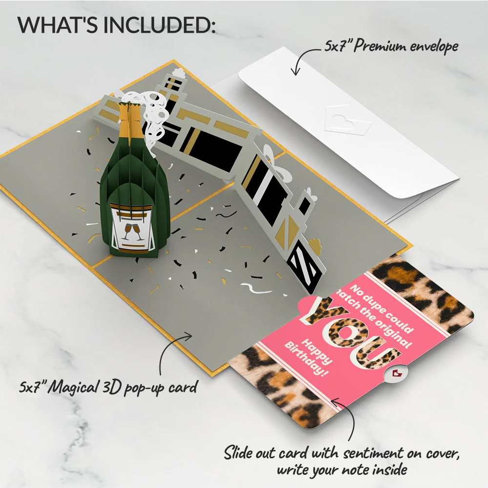 Lovepop Champagne Celebration Birthday Pop-Up Card and The original YOU Sentiment Set Bottle - Image 2