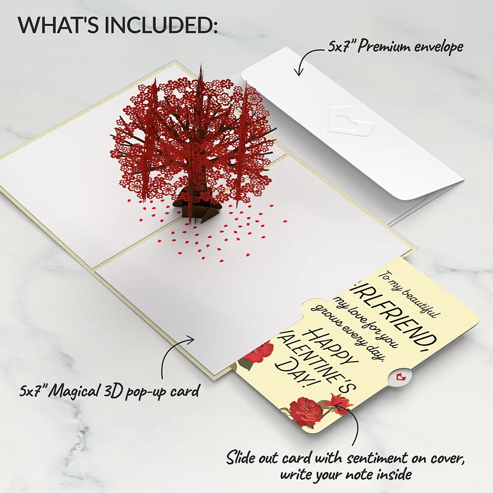 Lovepop Red Sakura Tree Valentine Pop-Up Card and Sentiment Set for Girlfriend - Image 2