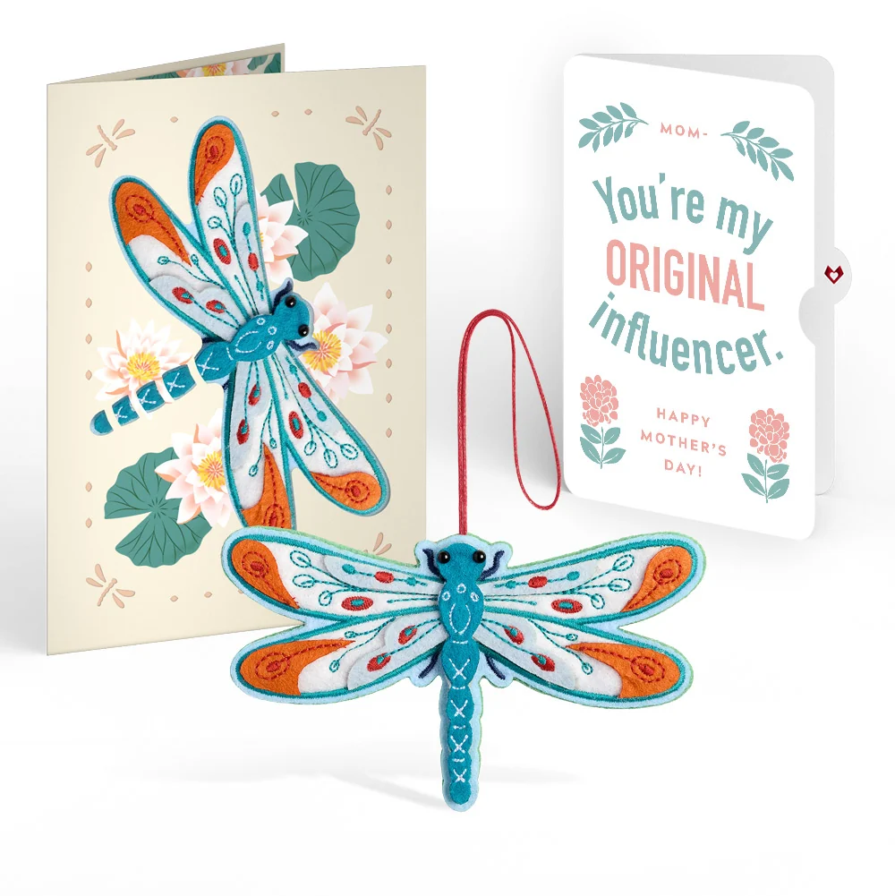 Lovepop Peaceful Dragonfly Mother’s Day HeartFelt Charm Card and Original Bloom Tribute Sentiment Set for Mom