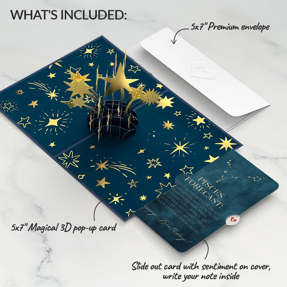 Lovepop You're a Star Birthday Pop-Up Card and Pisces Zodiac Sentiment Set - Image 2