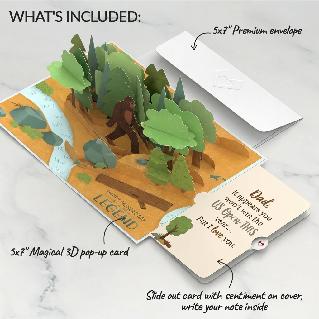 Lovepop Father's Day Bigfoot Legend Pop-Up Card and US Open Love Sentiment Set for Dad Cream - Image 2