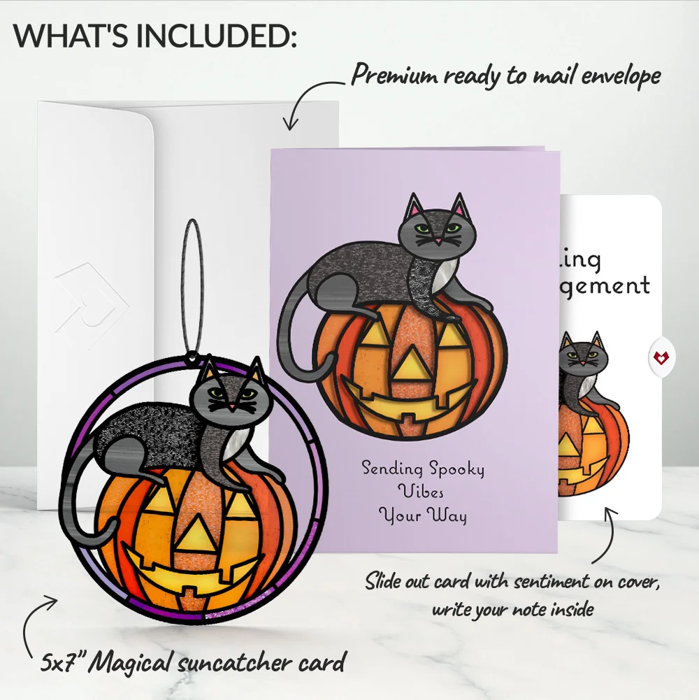 Lovepop Spooky Vibes Halloween Cat Suncatcher Card and Encouragement Sentiment Set - Image 2