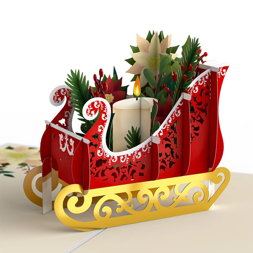 Lovepop Holiday Poinsettia Sleigh Pop-Up Card and Sentiment Set for Baby Candle - Image 3