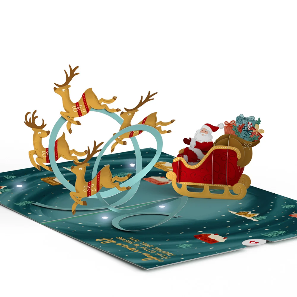 Lovepop Magic of Christmas Santa's Sleigh Light-Up Pop-Up Card - Image 5