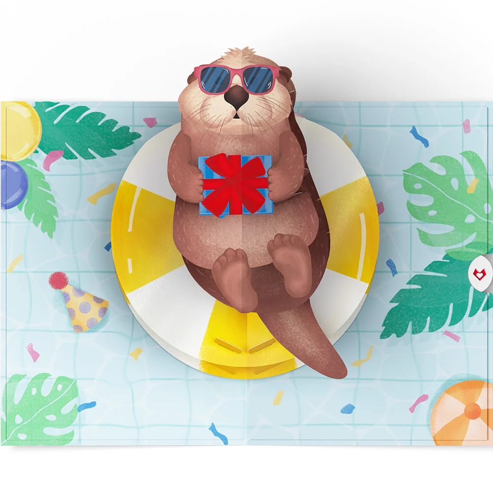 Lovepop Otter Pool Party Birthday Pop-Up Card - Image 4