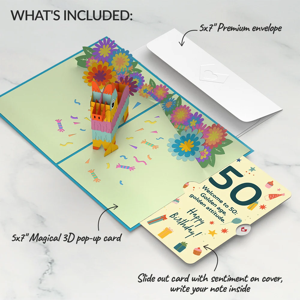 Lovepop Pinata 50th Birthday Pop-Up Card and Sentiment Set - Image 2