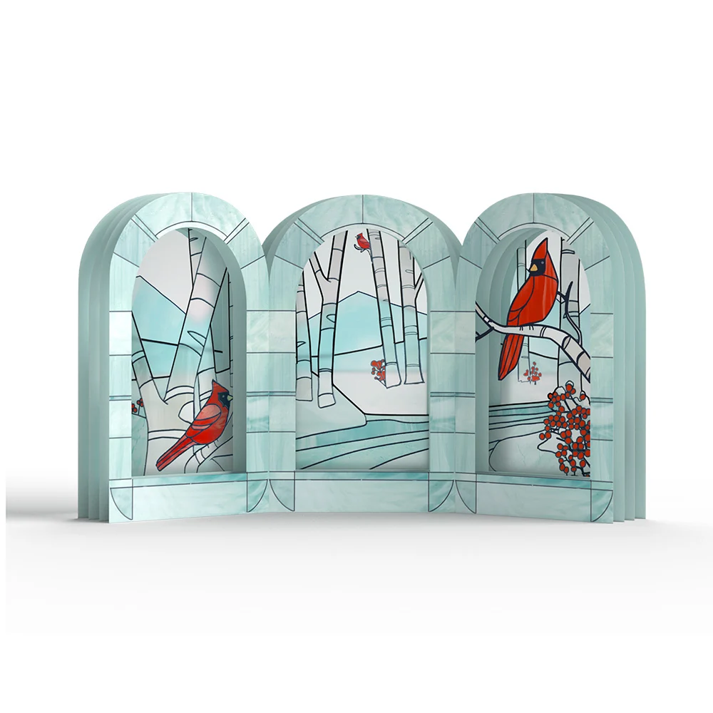 Lovepop Stained Glass Winter Cardinal Pop-Up Gift and Poinsettia Holiday Sentiment Set - Image 3
