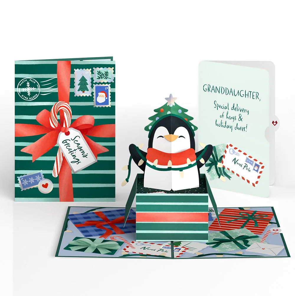 Lovepop Season's Greetings Penguin Surprise Pop-Up Card and Sentiment Set for Granddaughter