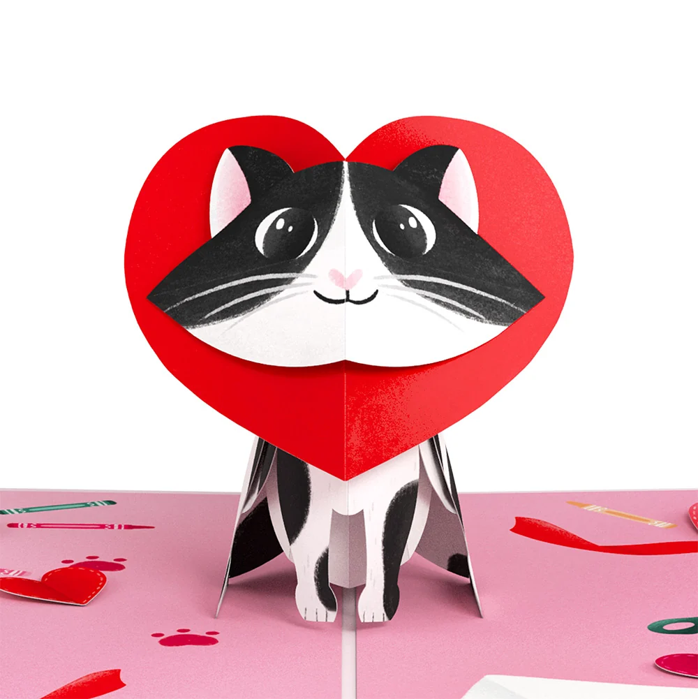 Lovepop Crafty Cat Valentine’s Day Surprise Pop-Up Card and Sentiment Set for Daughter Cream - Image 3