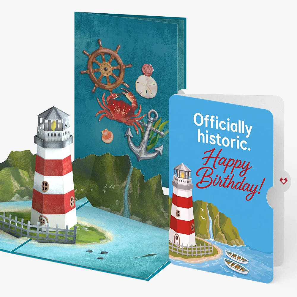 Lovepop Coastal Lighthouse Birthday Pop-Up Card and Officially Historic Sentiment Set