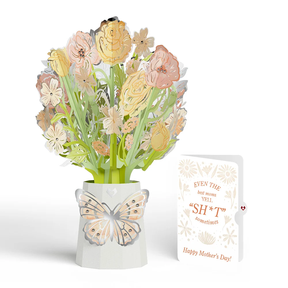 Lovepop Opulent Rose Mother’s Day Luxe Bouquet and Retro Bloom Sass Sentiment Set for Mom Vase