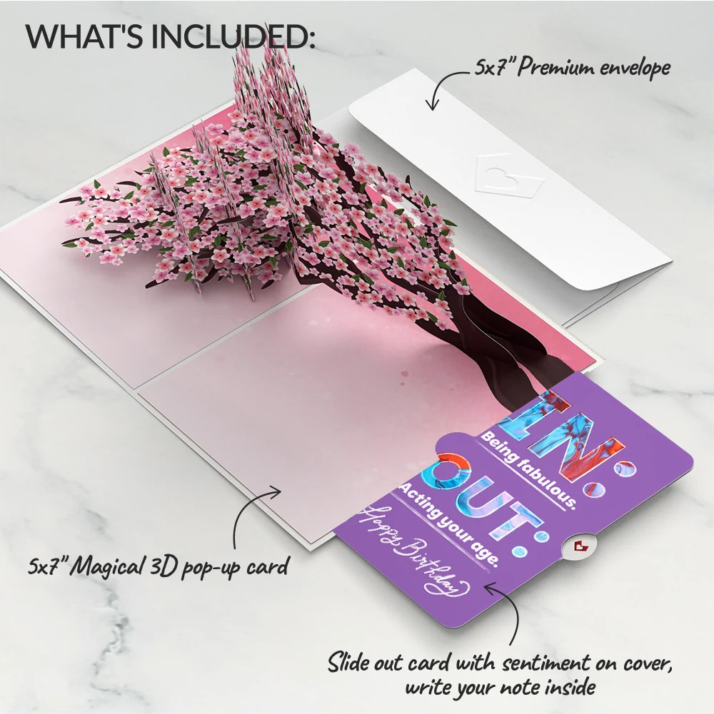 Lovepop Cherry Blossom Branches in Bloom Birthday Pop-Up Card and IN & OUT Sentiment Set - Image 2