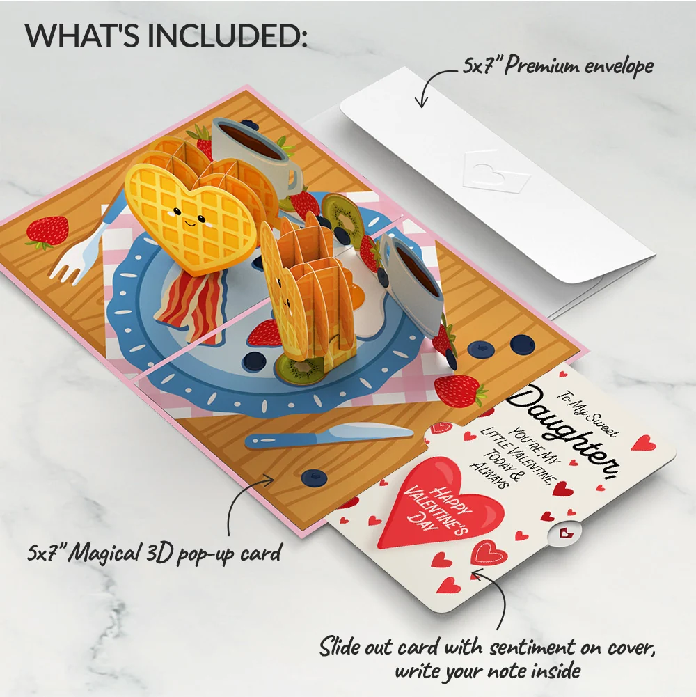 Lovepop Like You a Waffle-Lot Valentine Pop-Up Card and Sentiment Set for Daughter Jar - Image 2