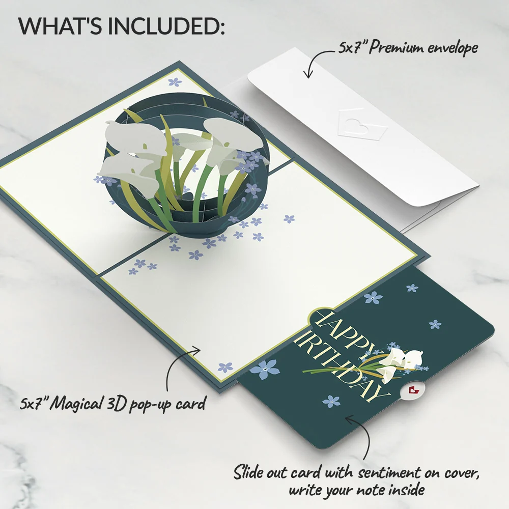 Lovepop Calla Lily Birthday Pop-Up Card and Sentiment Set Glass - Image 2