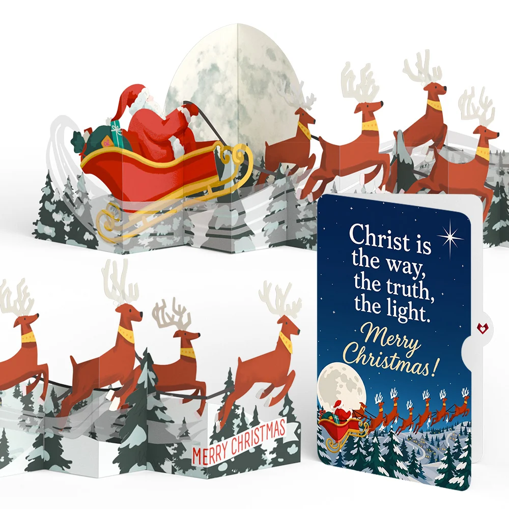 Lovepop Christmas Sleigh Ride Loooooong Card (Expands to 2 feet) and Christ the Light Sentiment Set