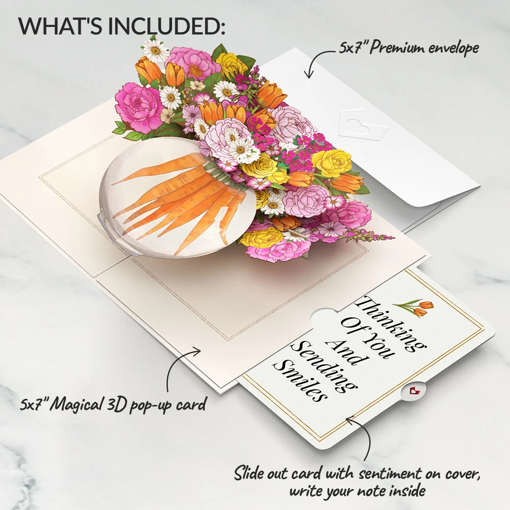 Lovepop Blooming Carrot Bouquet Thinking of You Pop-Up Card and Sentiment Set Cream - Image 2