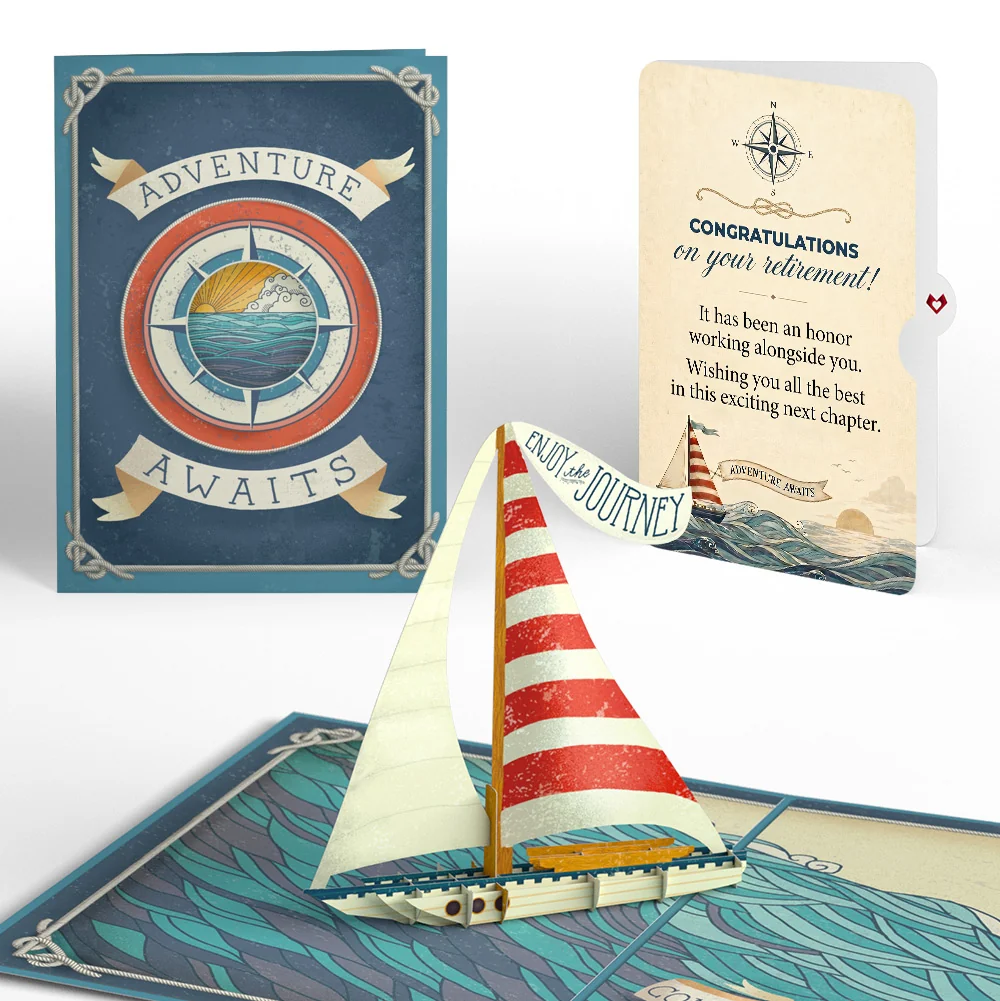 Lovepop Adventure Awaits Retirement Pop-Up Card and Smooth Sailing Ahead Sentiment Set