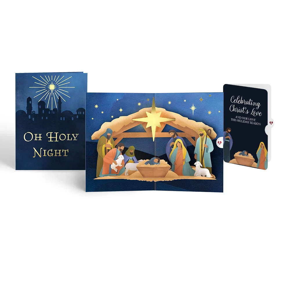 Lovepop Oh Holy Night Nativity Christmas Light-Up Pop-Up Card and Love Sentiment Set