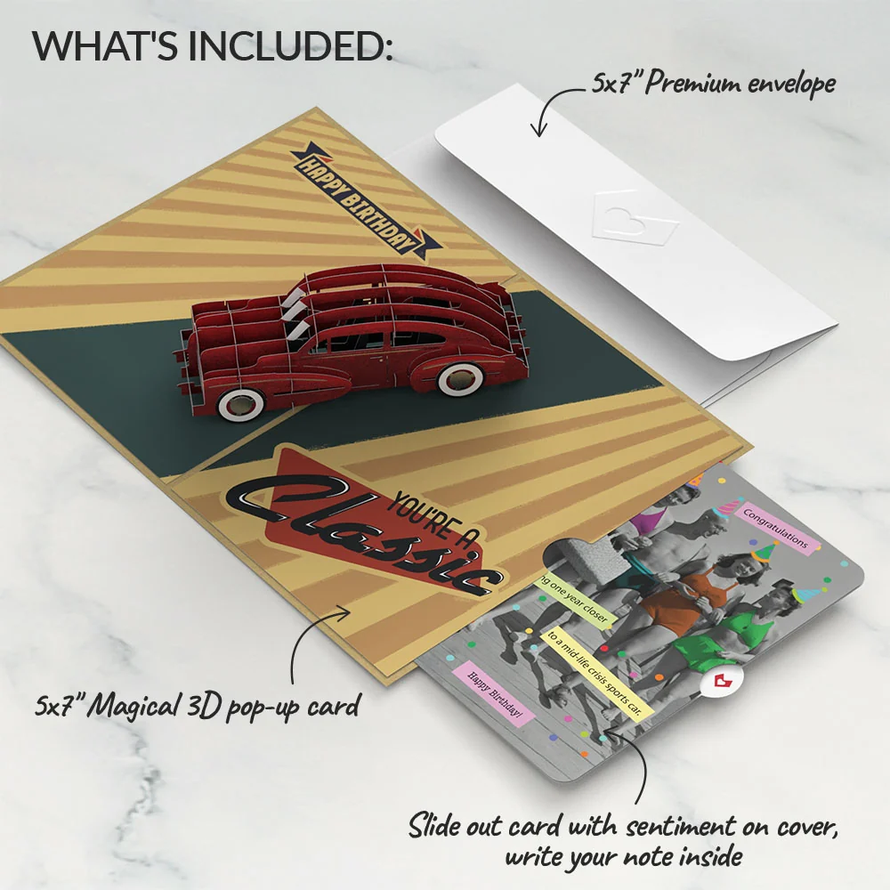 Lovepop Happy Birthday Classic Car Pop-Up Card and Sentiment Set — SKU SB-41A7AF-0973ACA2357825 - Image 2