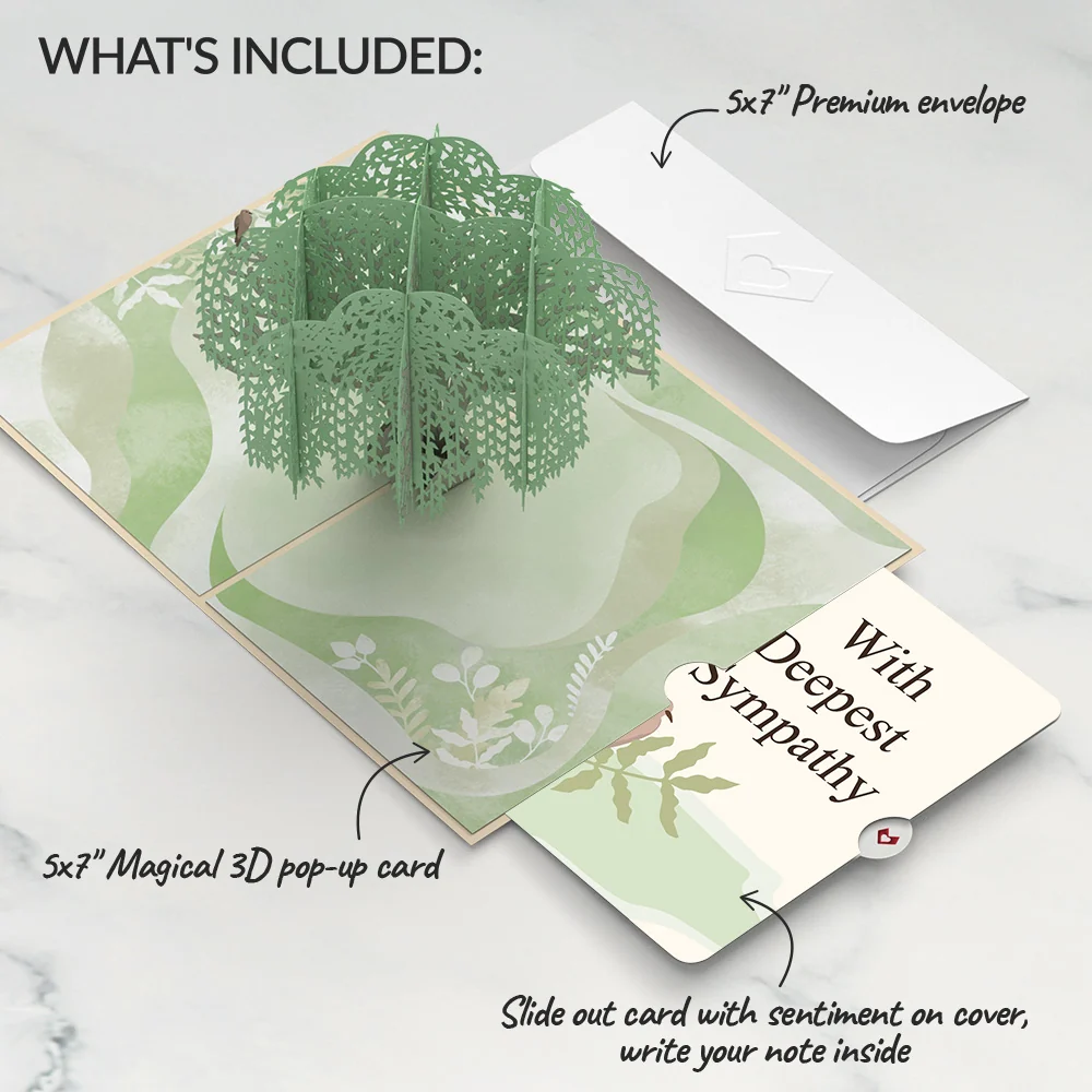 Lovepop Willow Tree Doves Sympathy Pop-Up Card and Sentiment Set Cream - Image 2