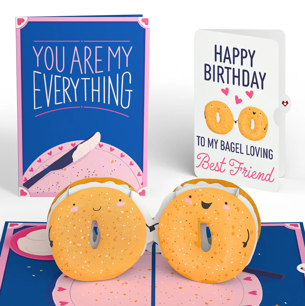 Lovepop You Are My Everything Bagel Birthday Pop-Up Card and Sentiment Set for Best Friend Cream